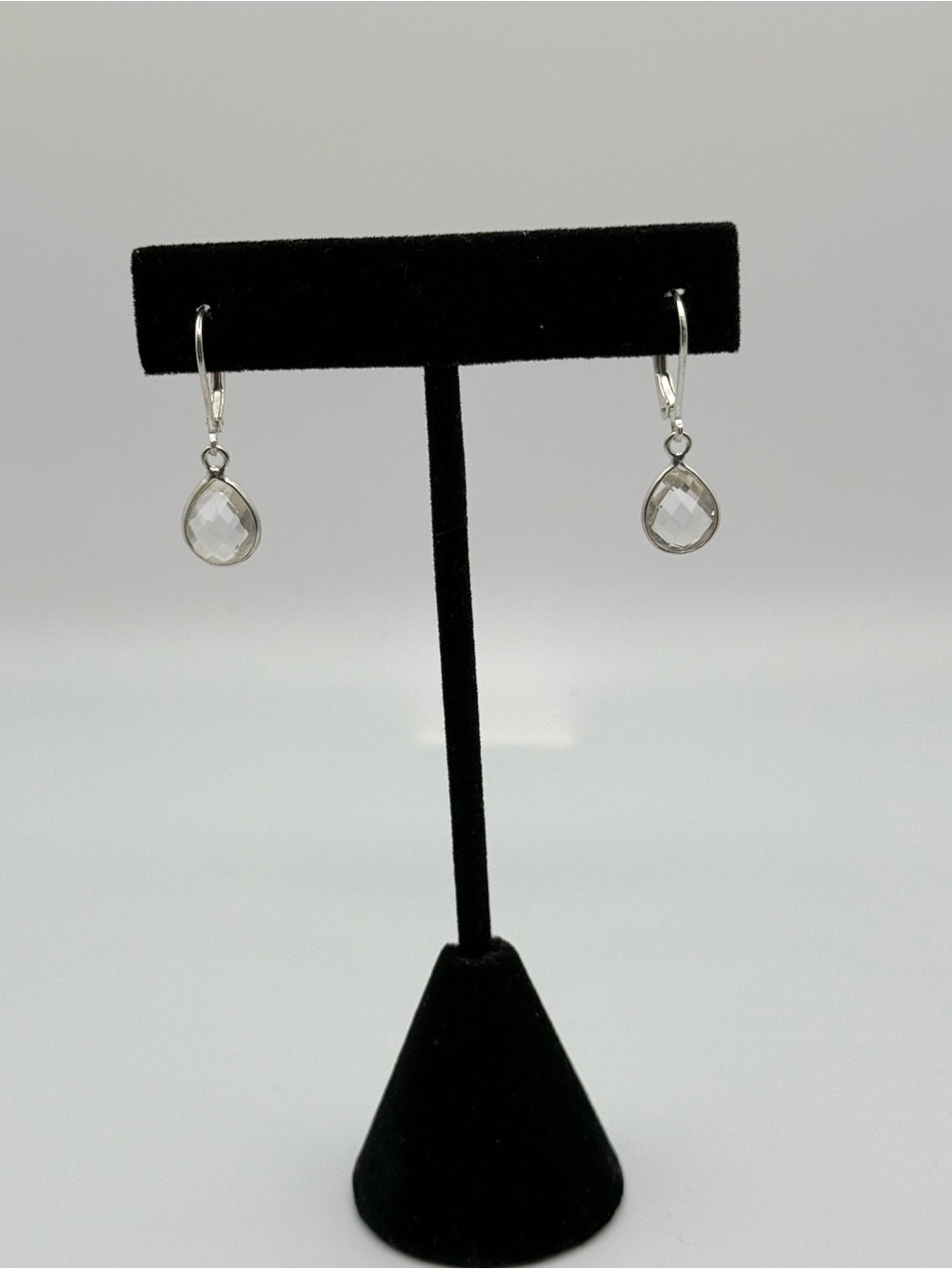 Crystal Teardrop Dangle Earrings - Clear